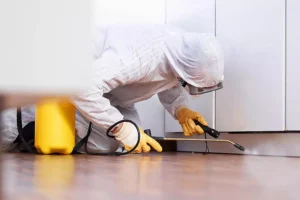 Pest Control specialist spraying in residential homes
