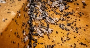 Signs of a pest infestation with pest eggs and droppings found in Alpharetta, GA