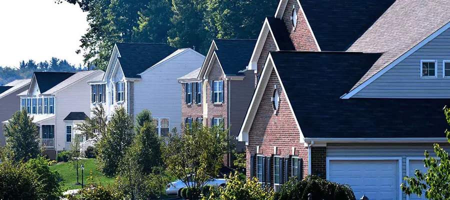 Lots of beautiful houses around green trees